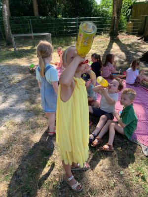 Stotert sluit af met een gezellige picknick. 